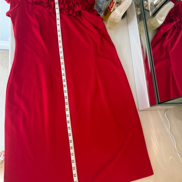 Tiana B. Vibrant Red Dress with Ruffle Detail- US Large - Picture 11 of 11
